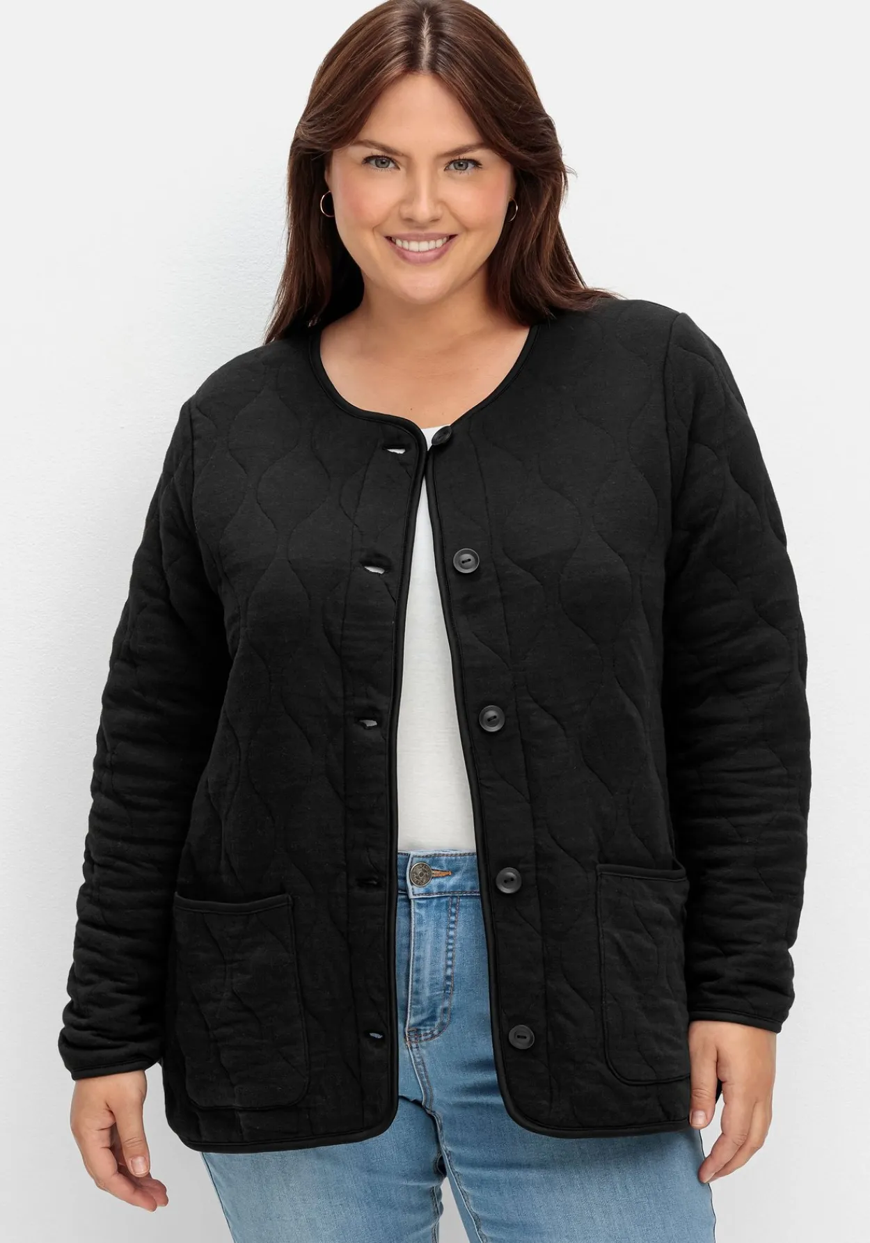 Leicht wattierte Sweatjacke mit Steppung<sheego Sale