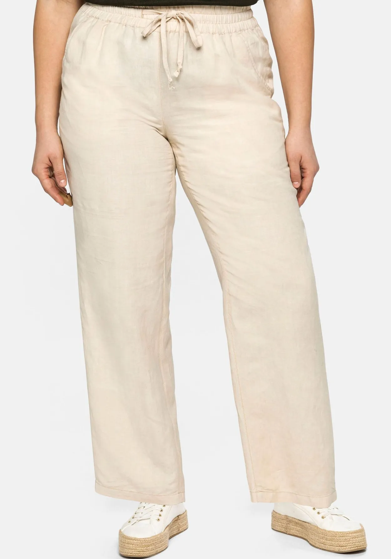 Leinenhose mit elastischem Bund und Bindeband<sheego Best