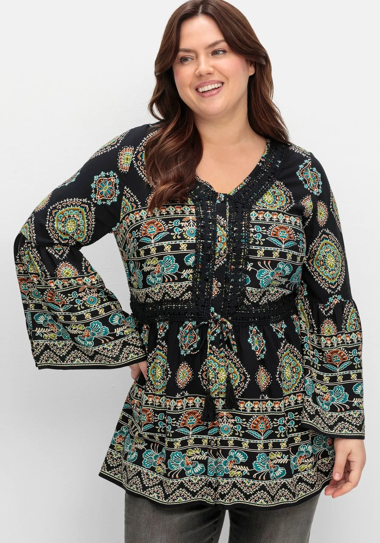 Longbluse im Ethno-Stil, mit Crochet-Spitze<sheego by Joe Browns Outlet