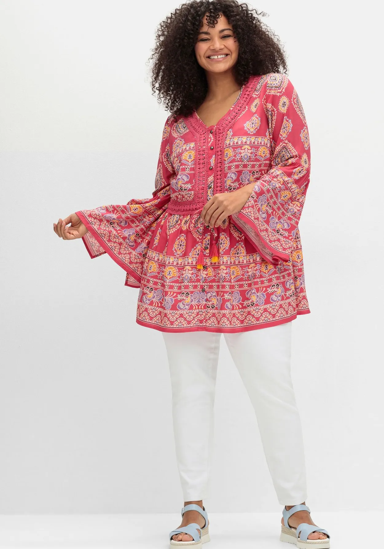 Longbluse im Ethno-Stil, mit Crochet-Spitze<sheego by Joe Browns Discount