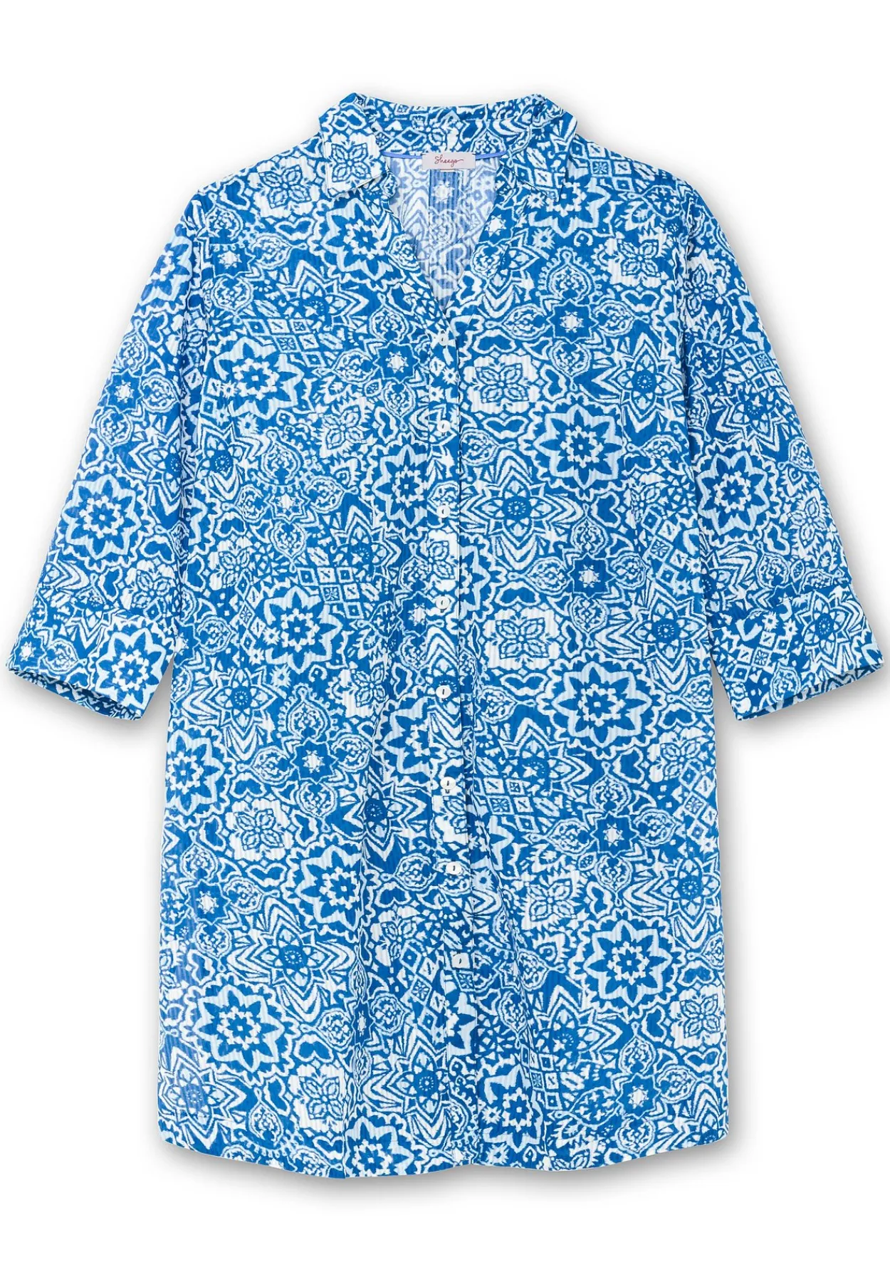 Longbluse mit Blätterdruck und 3/4-Ärmeln<sheego Sale
