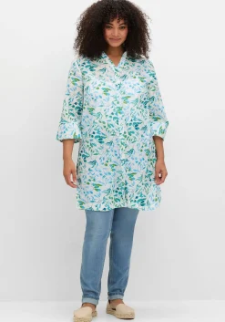 Longbluse mit Blätterdruck und 3/4-Ärmeln<sheego Sale