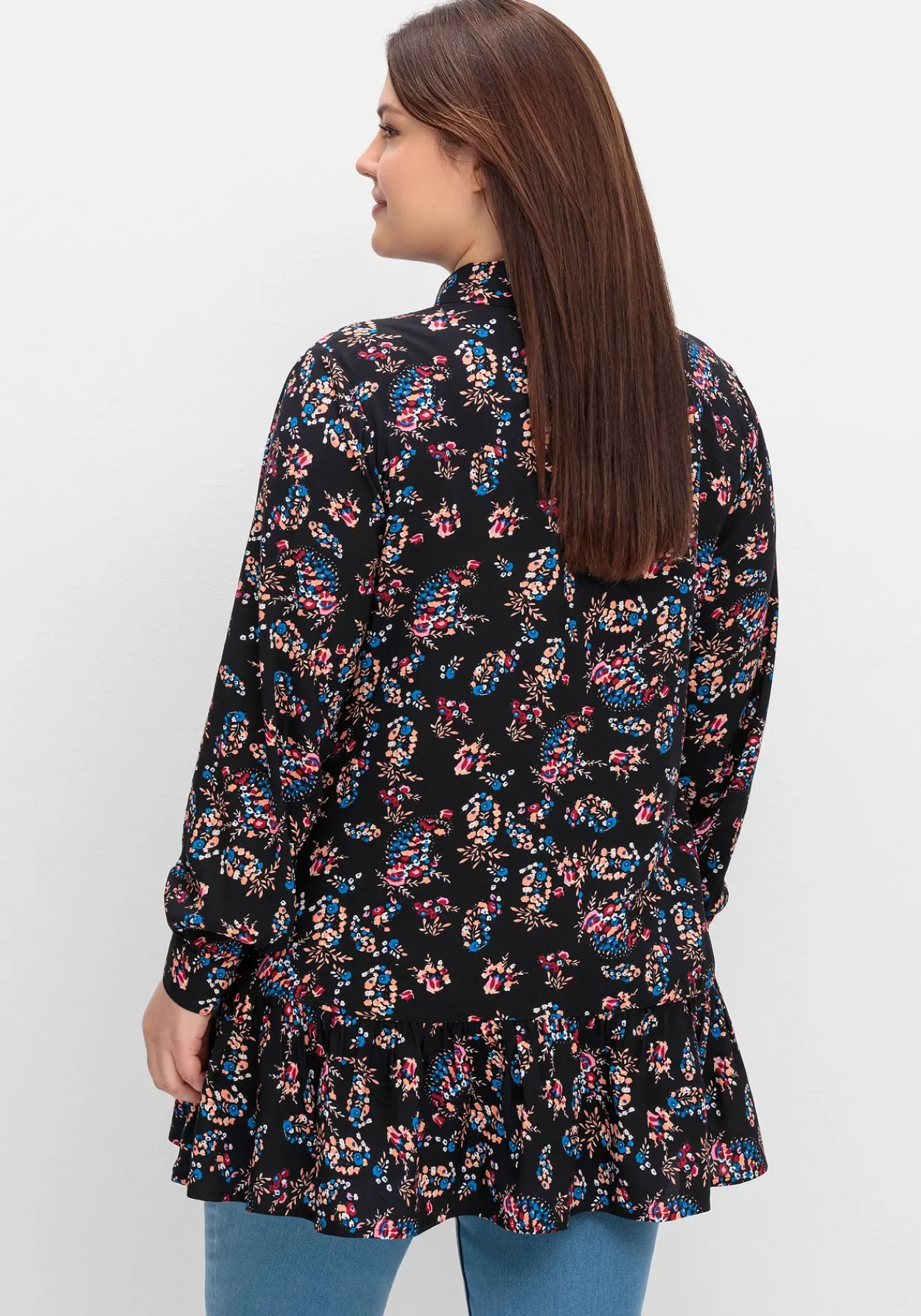 Longbluse mit Blumenprint und Volant am Saum<sheego by Joe Browns Best