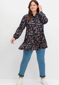 Longbluse mit Blumenprint und Volant am Saum<sheego by Joe Browns Best