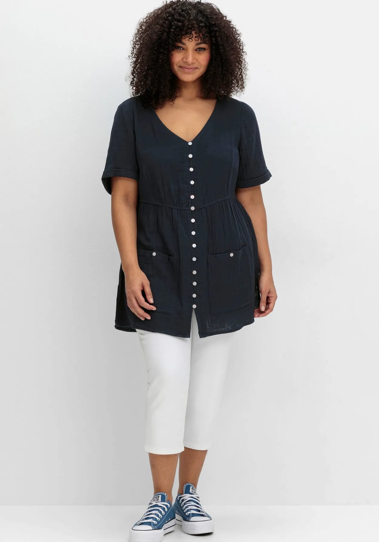 Longbluse mit Knopfleiste und Taschen<sheego by Joe Browns Outlet