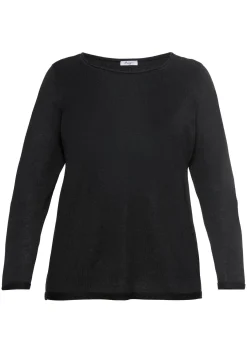 Longpullover mit U-Boot-Ausschnitt und Leinenanteil<sheego Online