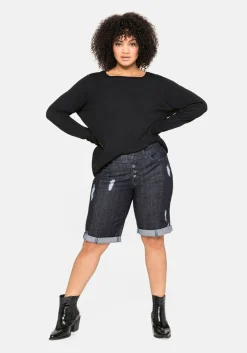 Longpullover mit U-Boot-Ausschnitt und Leinenanteil<sheego Online