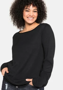 Longpullover mit U-Boot-Ausschnitt und Leinenanteil<sheego Online