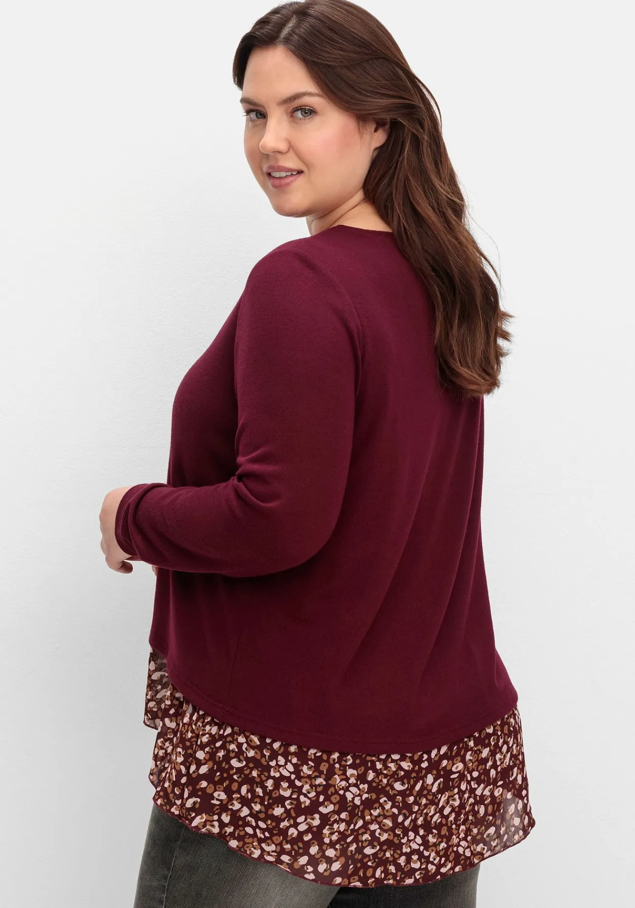 Longshirt aus Feinstrick, mit Chiffonfutter<sheego by Joe Browns Outlet
