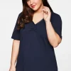Longshirt in A-Linie mit Raffung am V-Ausschnitt<sheego Clearance