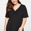 Longshirt in A-Linie mit Raffung am V-Ausschnitt<sheego New