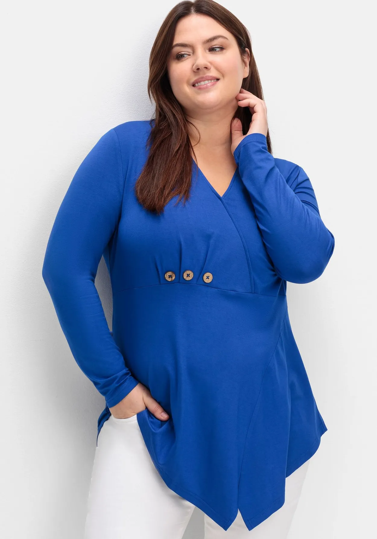 Longshirt in Wickeloptik, mit Zierknöpfen<sheego by Joe Browns Best