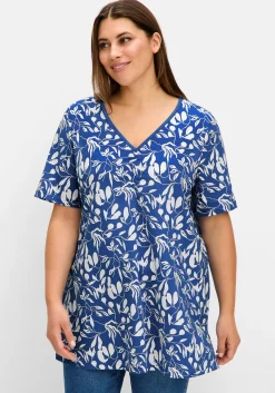 Longshirt mit Blumendruck, in leichter A-Linie<sheego Outlet