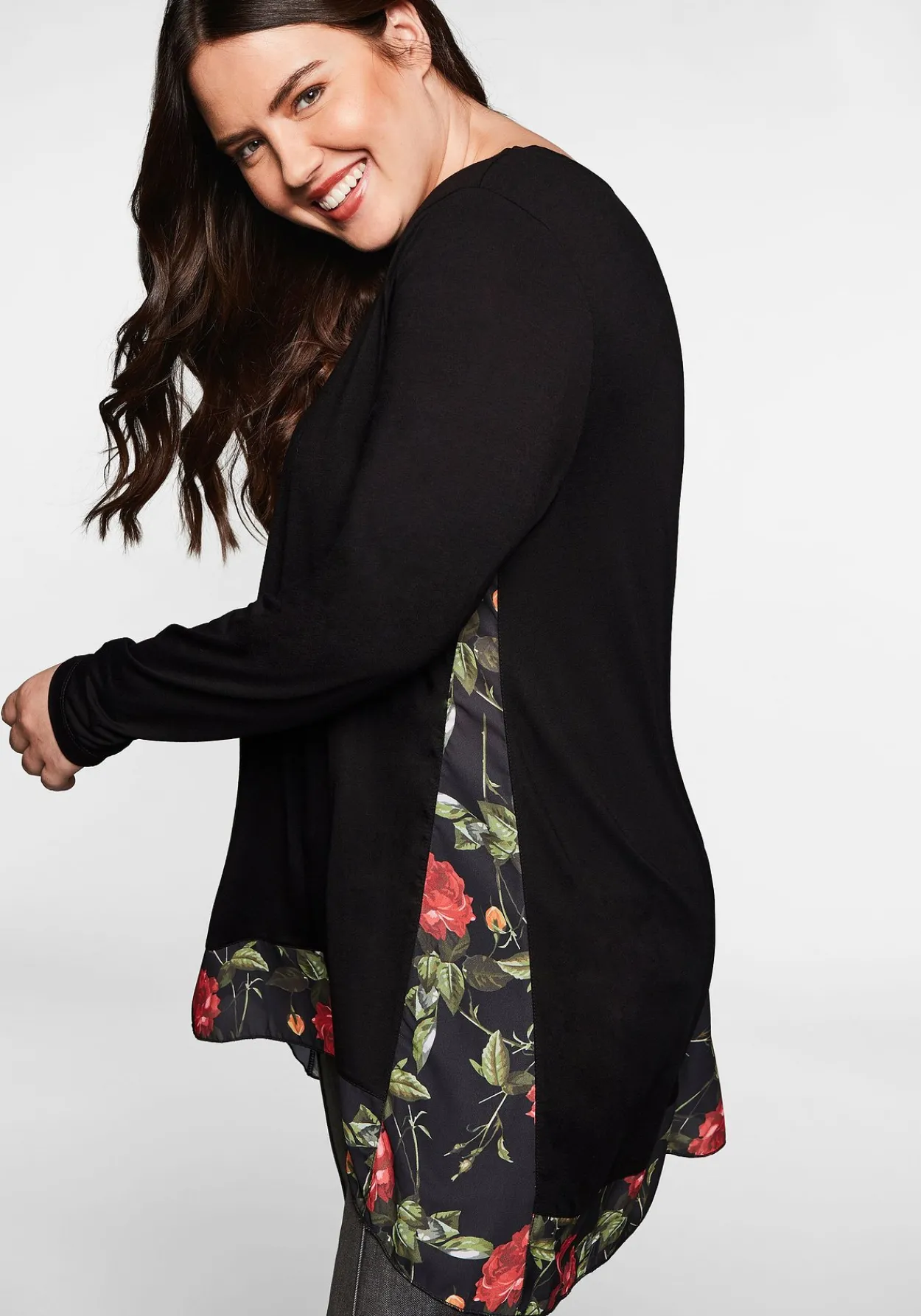 Longshirt mit floral bedruckten Einsätzen<sheego by Joe Browns Clearance
