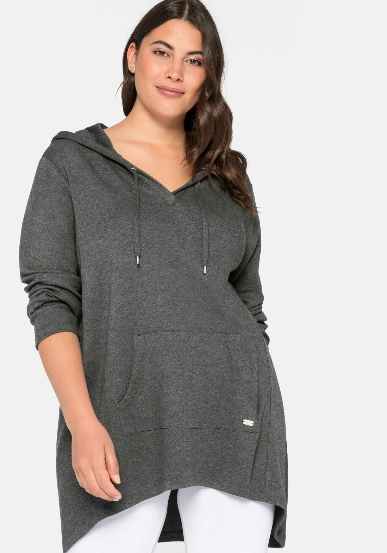 Longshirt mit Kängurutasche, im Vokuhila-Schnitt<sheego Sale