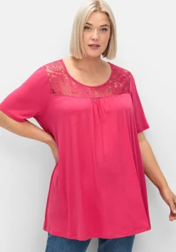 Longshirt mit Spitzenpasse, in A-Linie<sheego Sale