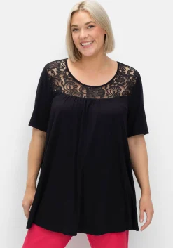 Longshirt mit Spitzenpasse, in A-Linie<sheego Best