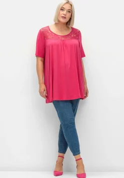 Longshirt mit Spitzenpasse, in A-Linie<sheego Sale