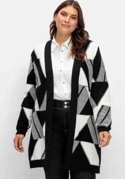 Longstrickjacke mit grafischem Jacquardmuster<sheego Online