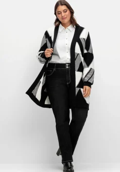 Longstrickjacke mit grafischem Jacquardmuster<sheego Online
