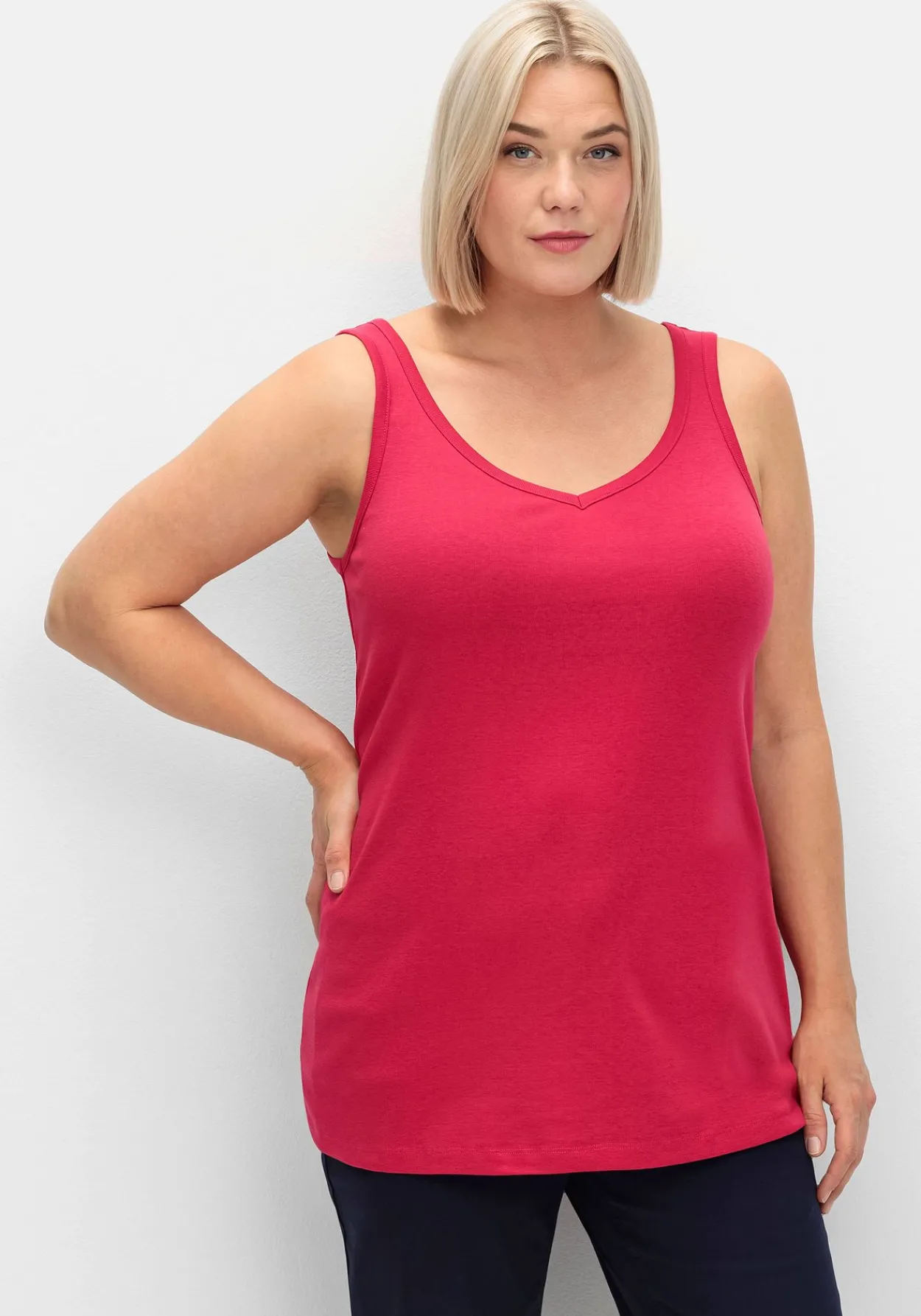 Longtop in Rippqualität, mit weitem Ausschnitt<sheego Fashion