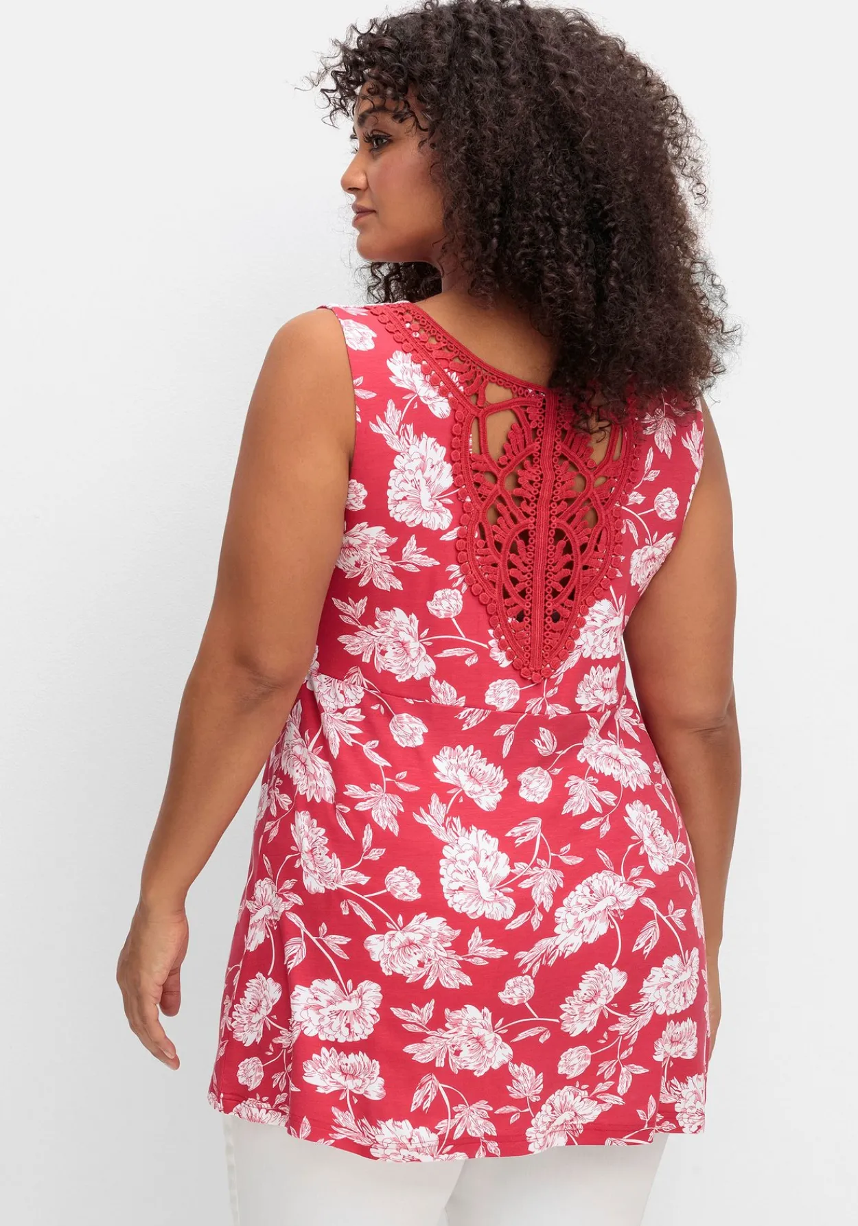 Longtop mit Blumendruck und Spitze im Rücken<sheego by Joe Browns Discount