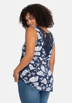 Longtop mit Blumendruck und Spitze im Rücken<sheego by Joe Browns Outlet