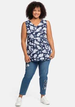 Longtop mit Blumendruck und Spitze im Rücken<sheego by Joe Browns Outlet