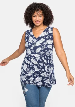 Longtop mit Blumendruck und Spitze im Rücken<sheego by Joe Browns Outlet