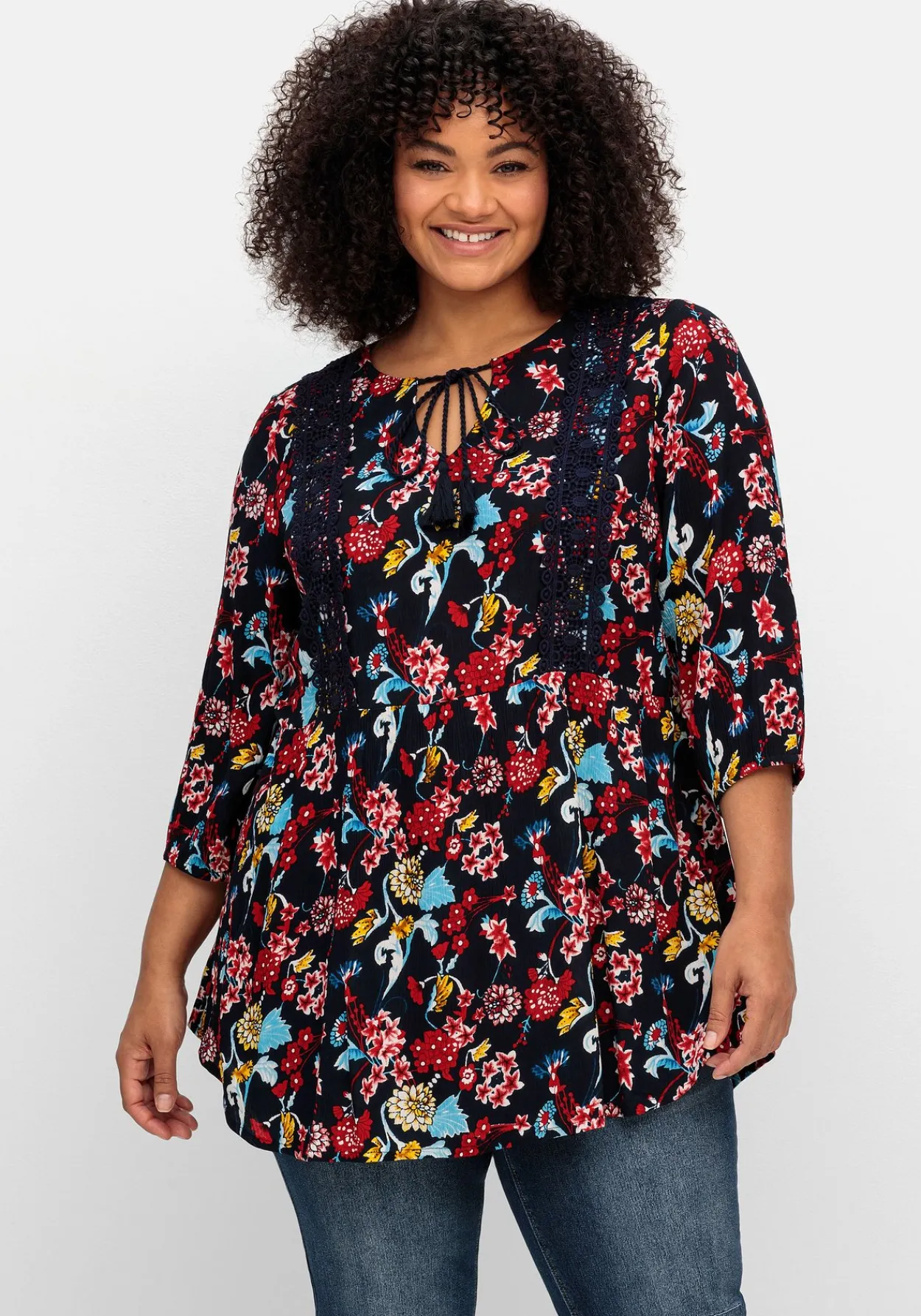 Longtunika mit Blumendruck, in Crinkle-Optik<sheego by Joe Browns Fashion