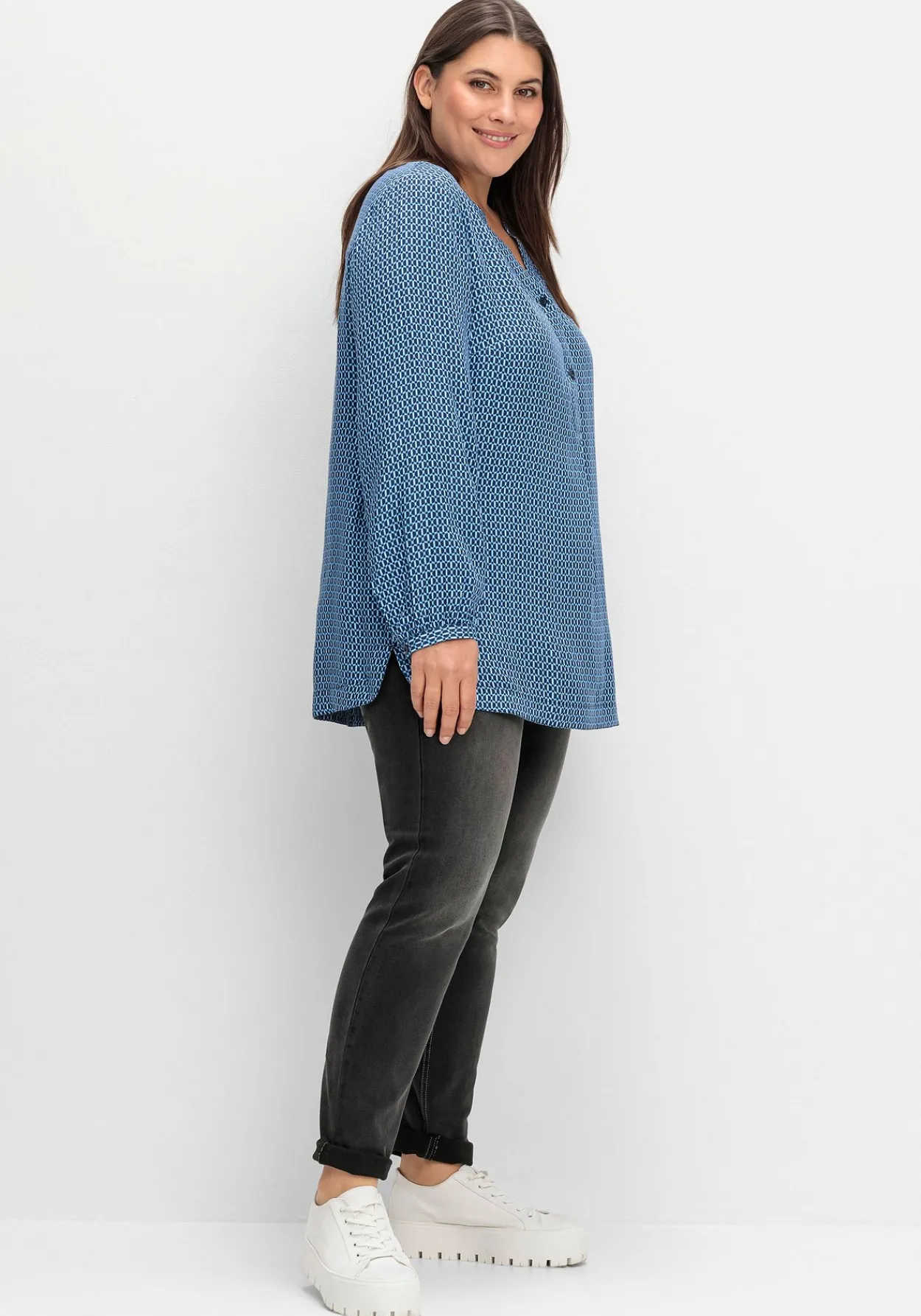 Longtunika mit Minimaldruck und Knopfleiste<sheego New