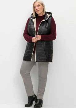 Longweste mit Kapuze und Kontrastdetails<sheego Clearance
