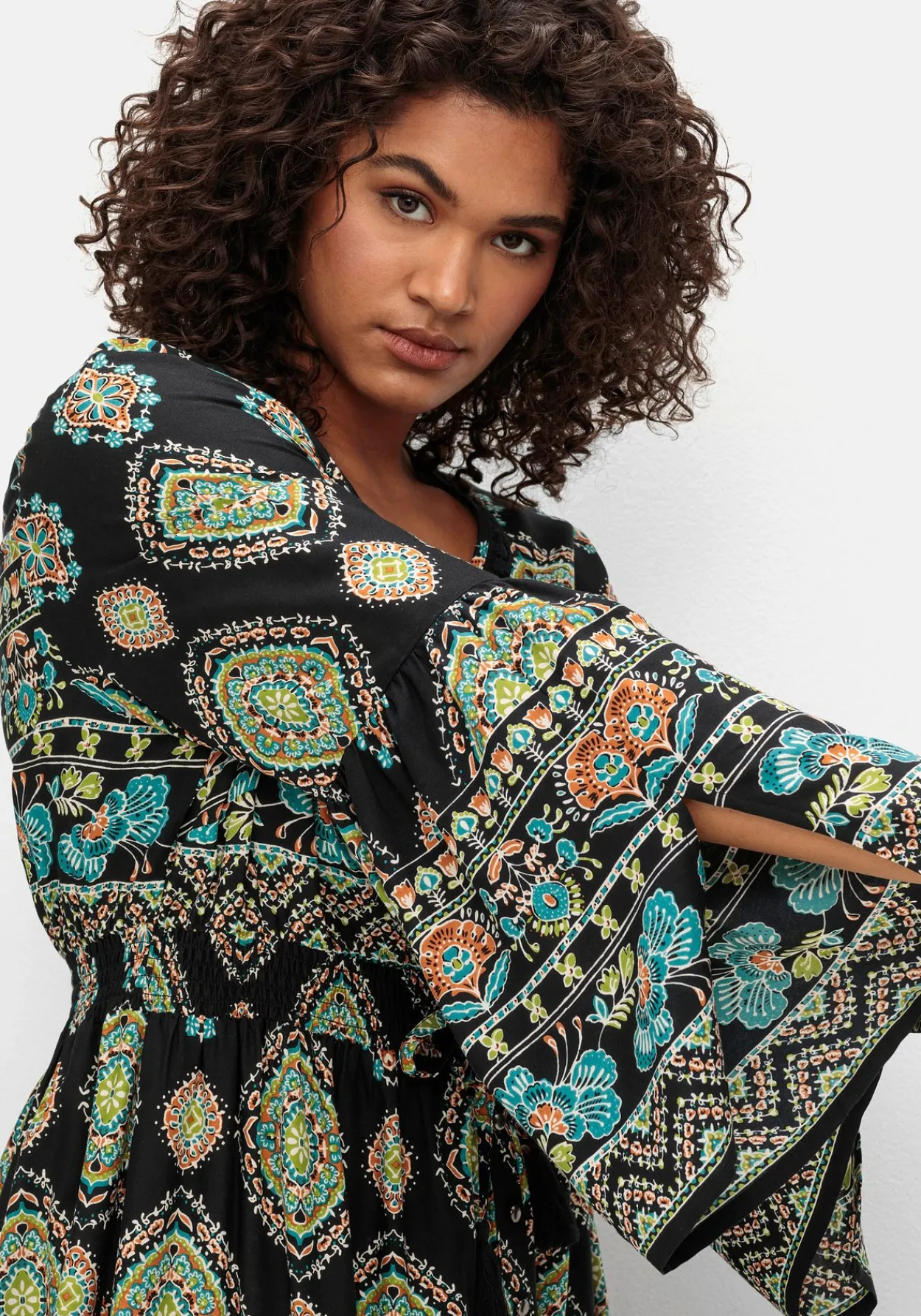 Maxikleid im Boho-Stil, mit Trompetenärmeln<sheego by Joe Browns Sale