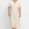 Maxikleid im Leinen-Mix, mit Knopfleiste<sheego Sale