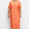 Maxikleid im Leinen-Mix, mit Knopfleiste<sheego Sale