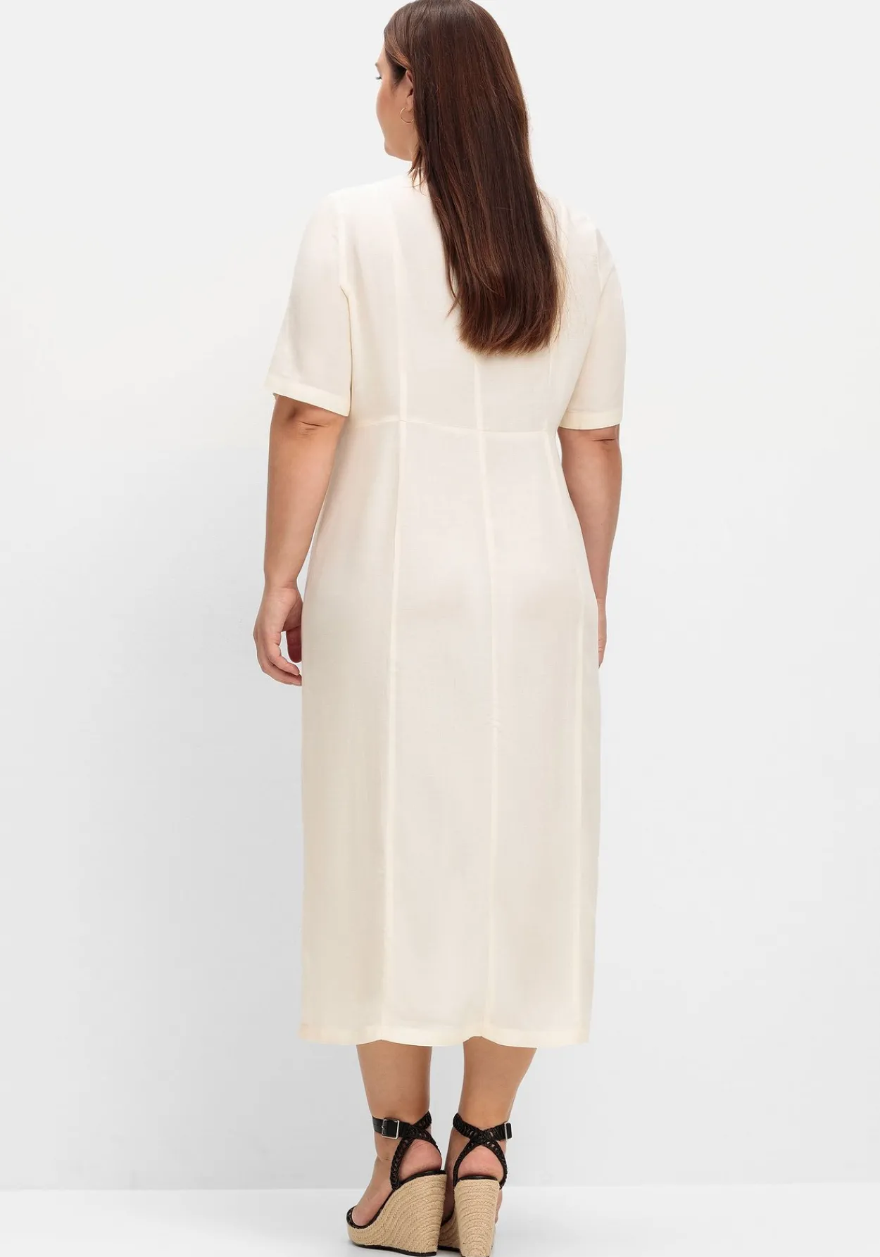 Maxikleid im Leinen-Mix, mit Knopfleiste<sheego Sale