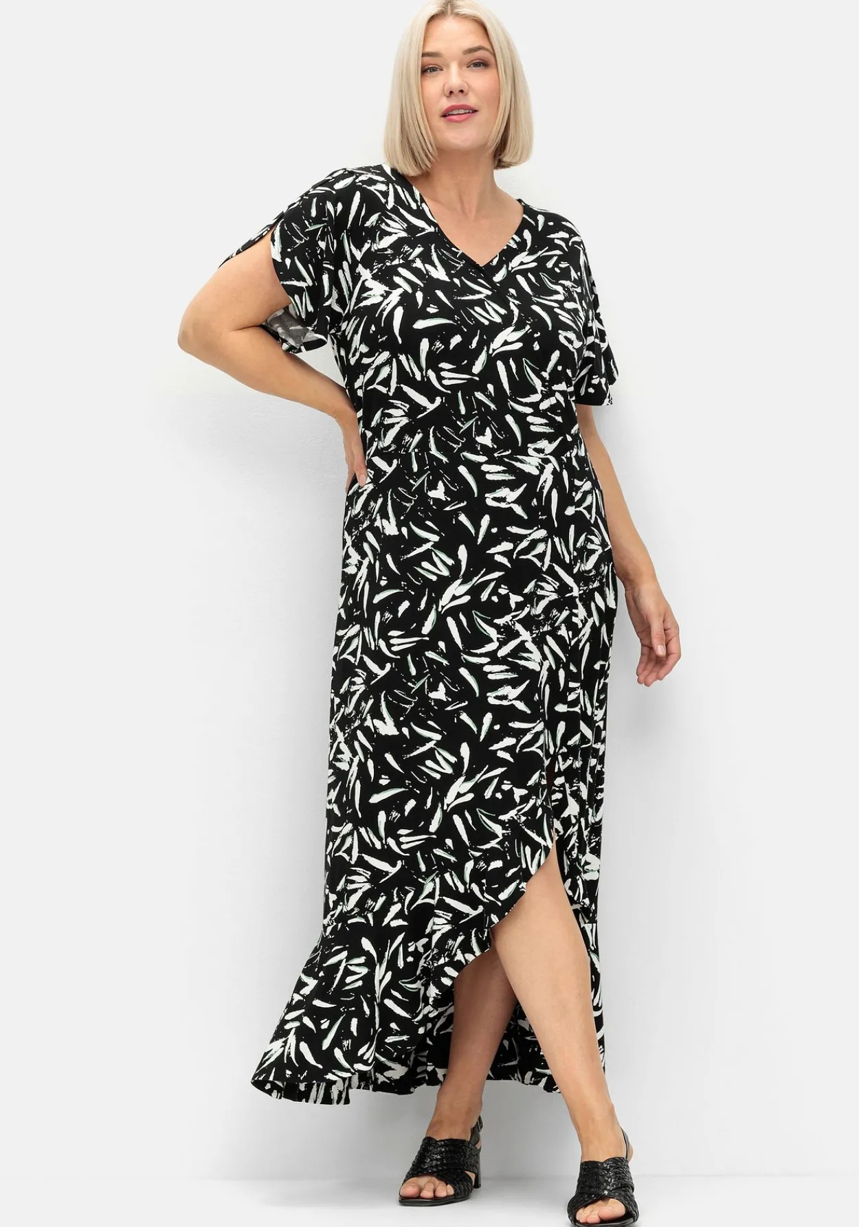 Maxikleid in Wickeloptik, mit hohem Schlitz<sheego Fashion