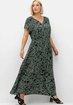 Maxikleid mit Alloverdruck und gesmokter Taille<sheego Clearance