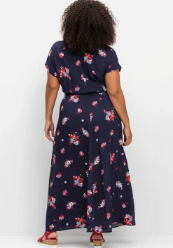 Maxikleid mit Alloverdruck und gesmokter Taille<sheego Hot