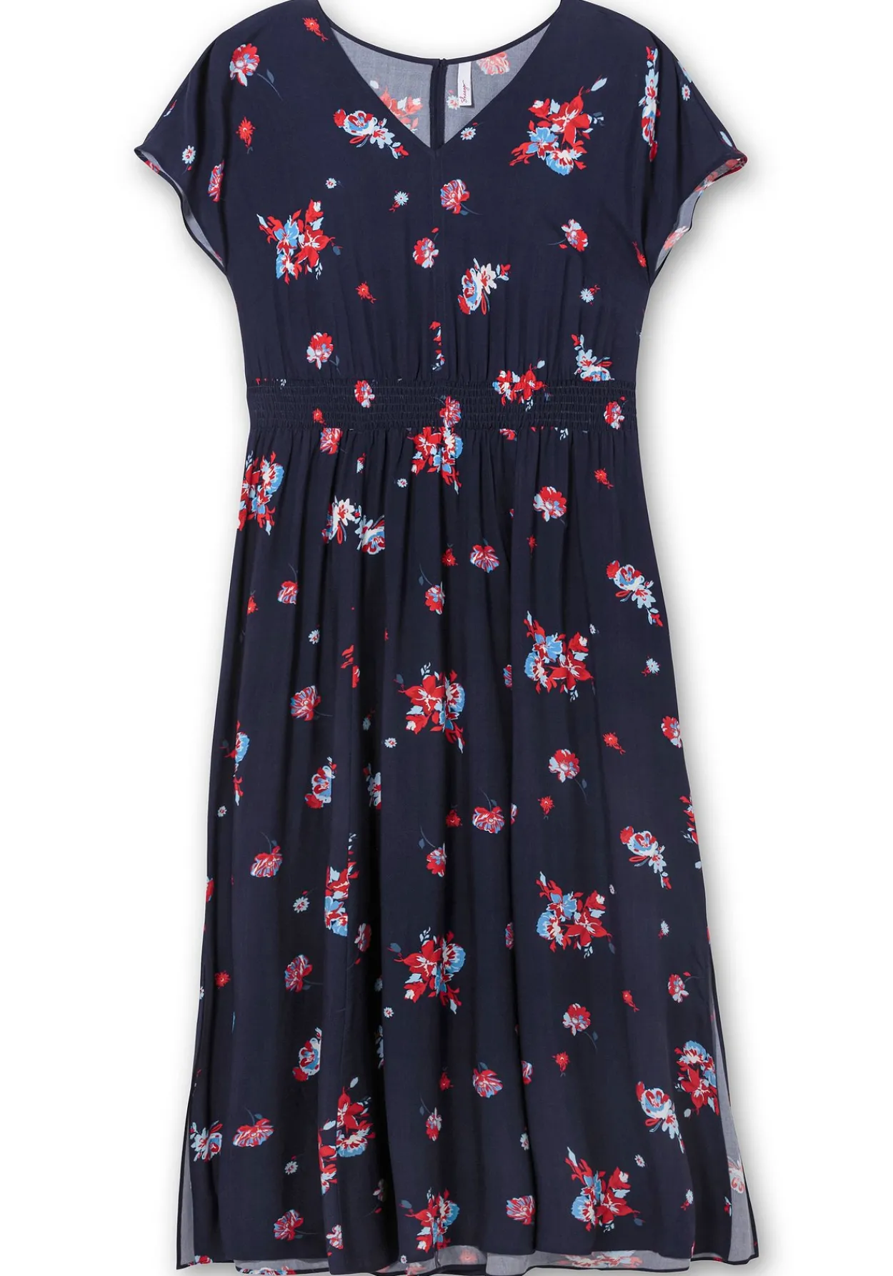 Maxikleid mit Alloverdruck und gesmokter Taille<sheego Hot