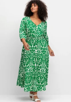 Maxikleid mit Alloverprint und gesmokter Taille<sheego by Joe Browns Best