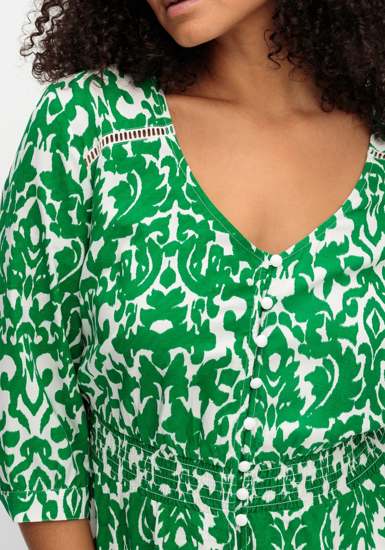 Maxikleid mit Alloverprint und gesmokter Taille<sheego by Joe Browns Best