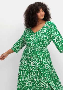 Maxikleid mit Alloverprint und gesmokter Taille<sheego by Joe Browns Best