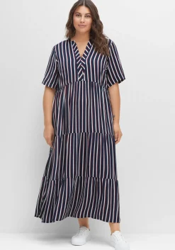 Maxikleid mit Alloverstreifen, weich fließend<sheego Clearance