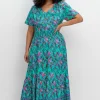 Maxikleid mit Blumendruck und Taillen-Smokbund<sheego by Joe Browns Sale