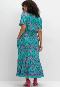 Maxikleid mit Blumendruck und Taillen-Smokbund<sheego by Joe Browns Sale
