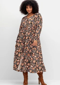 Maxikleid mit Blumenprint und gesmokter Taille<sheego by Joe Browns Hot