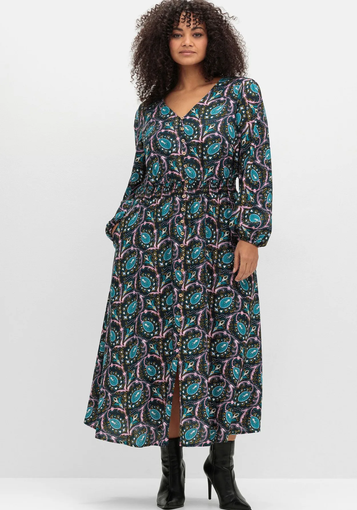 Maxikleid mit Paisleyprint und Taillen-Smokbund<sheego by Joe Browns Fashion