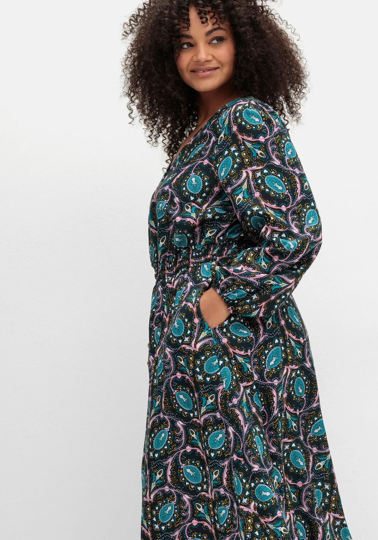 Maxikleid mit Paisleyprint und Taillen-Smokbund<sheego by Joe Browns Fashion