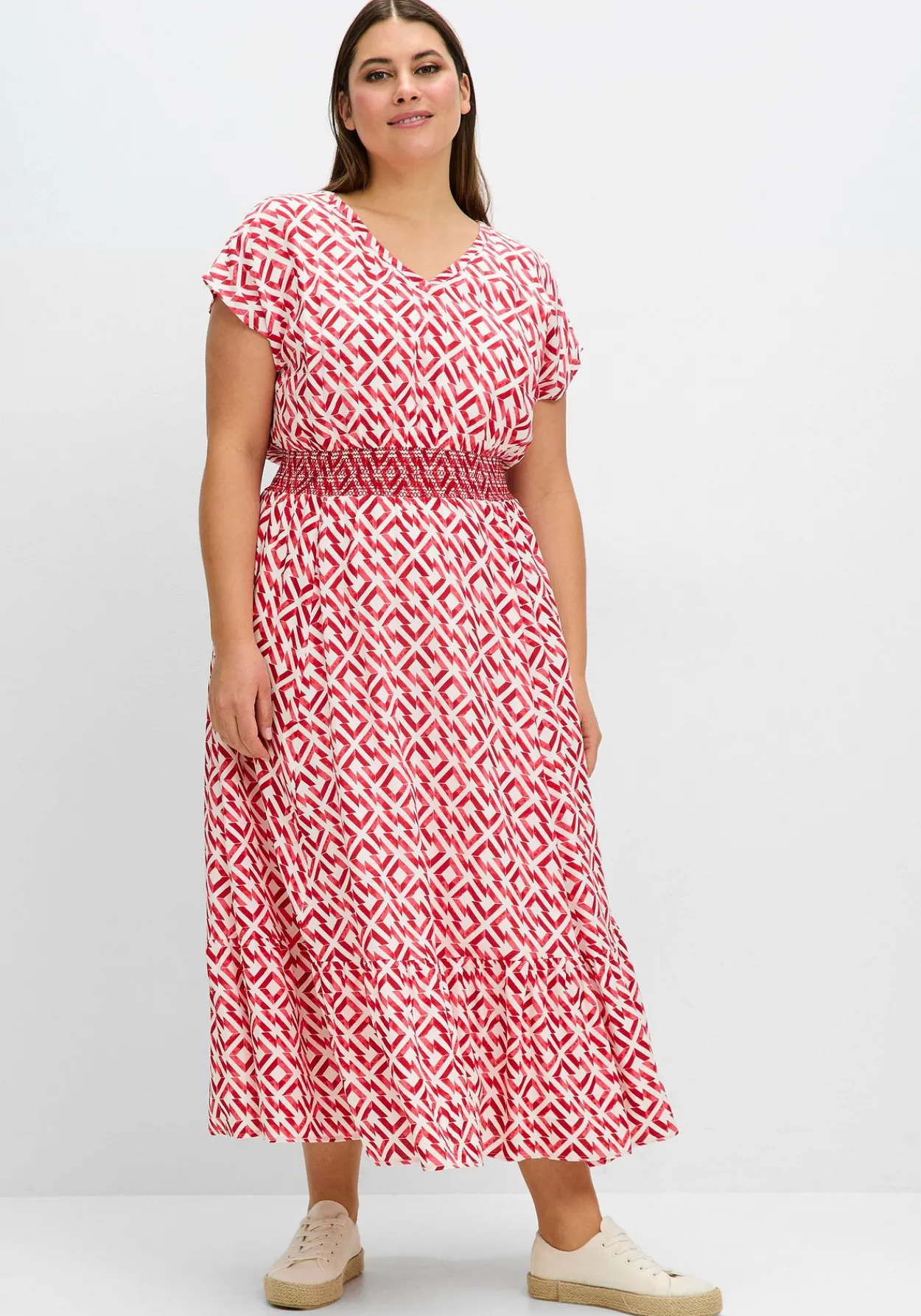 Maxikleid mit Smokbund und Grafikprint<sheego Outlet